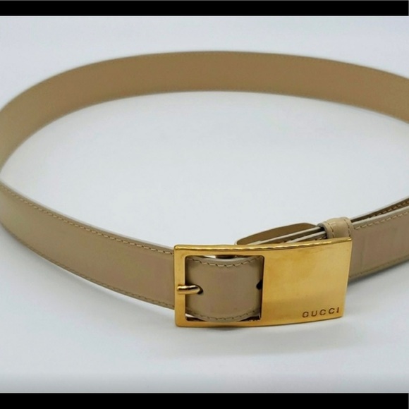 Gucci Accessories - Vintage Gucci Tan & Gold Leather Belt - 100 cm ECU